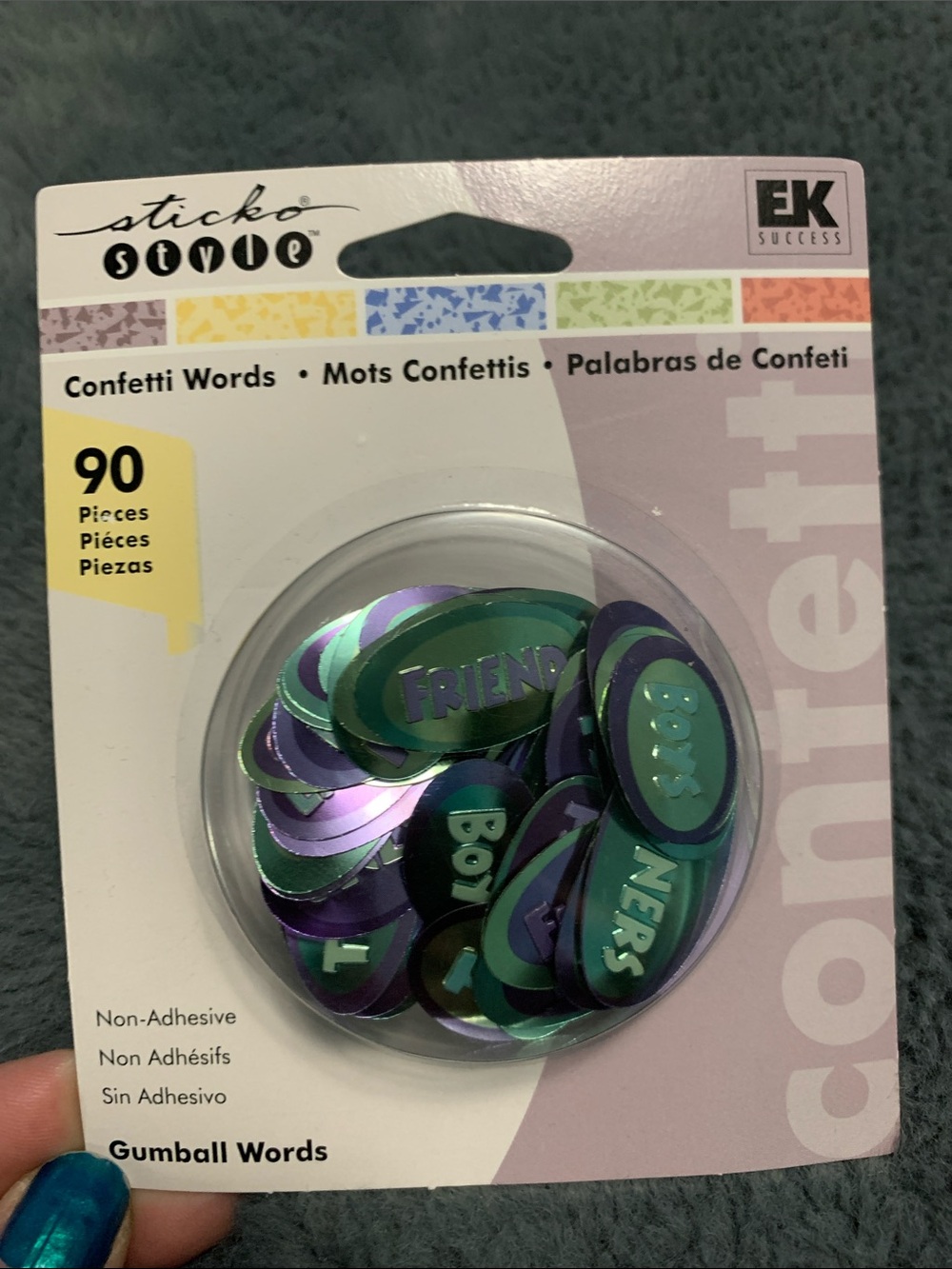 Metallic Green & Purple 'Gumball Words' Party Confetti - 90 Pieces